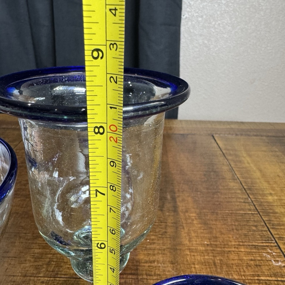 4pc Assorted Mexican Hand Blown Cobalt Blue Glasses Margarita Daiquiri Dessert‎ - Picture 5 of 5